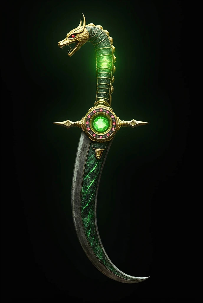  The Dagger of Duat
Dimensions and Shape :
length:  Approximately 30 cm long ,  small enough to be handled easily but with an impressive appearance .
move:  Its blade is forged in a dark metal with colored veins green that seem to glow faintly in the gloom...