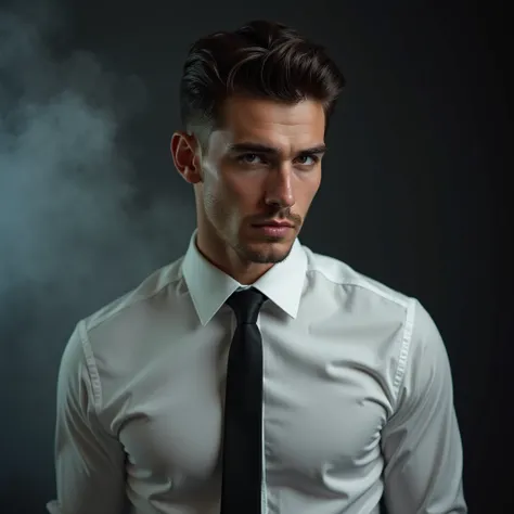  a close up of a man with a shirt on wearing a tie, handsome male, attractive male, attractive man, handsome man, handsome and attractive, male model, wlop and andrei riabovitchev, wlop jeremy lipkin, beautiful young man, sexy masculine, mid-shot of a hunk...