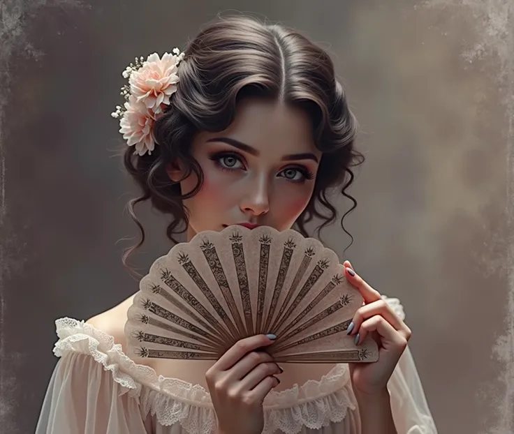  a vintage image, Woman with a fan 