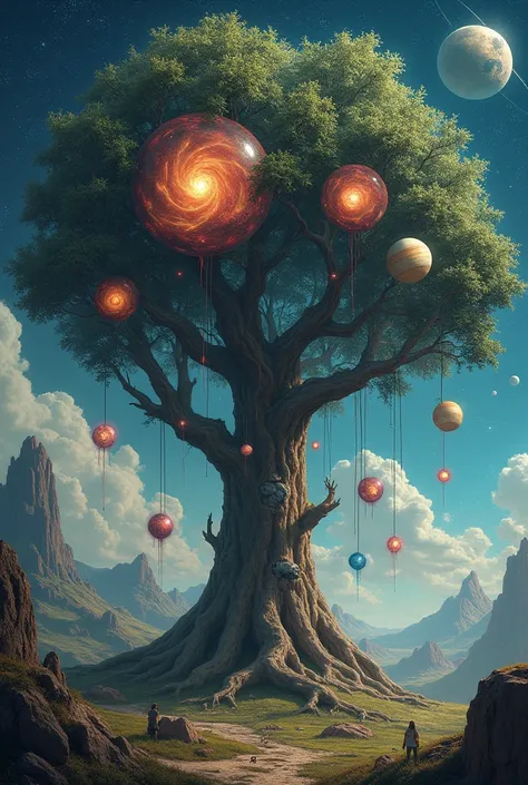 Draw a picture of a tree and let the fruit be planets and universes 
