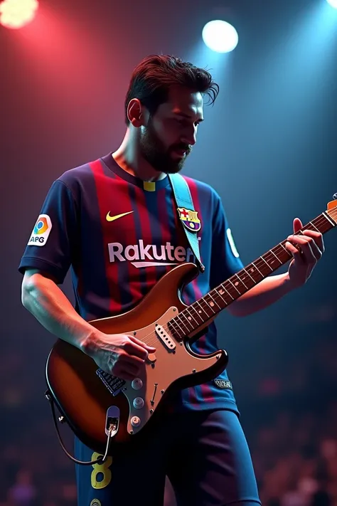 Messi playing electric guitar 