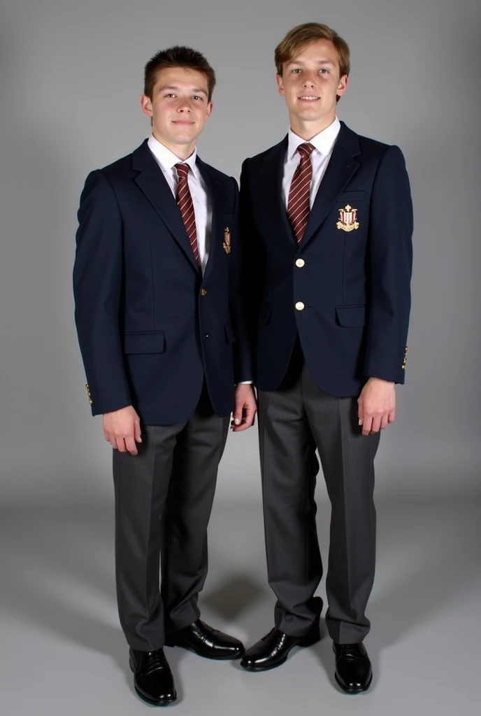  Mens Uniform
• Upper part :  High quality white cotton shirt with classic collar and hidden button ,  adorned with the schools coat of arms embroidered on the left pocket .
 • Tie :  silk tie with stripes representing the school  (not. Navy Blue,  pants )...