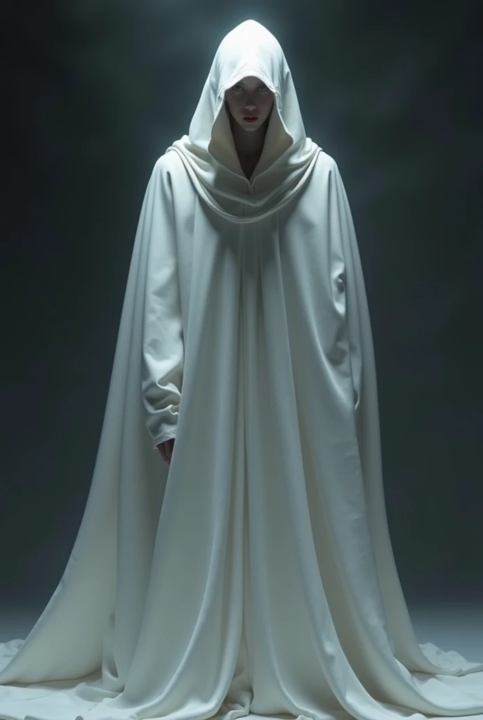 White robe with a face covered by shadow, without showing body parts