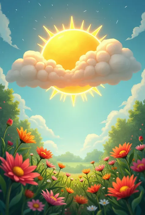  From that day ,  the Sun and the cloud became great friends .  The Sun kept illuminating the garden and the cloud watered the plants . And the flower ,  always grateful ,  it opened its petals to greet them both .