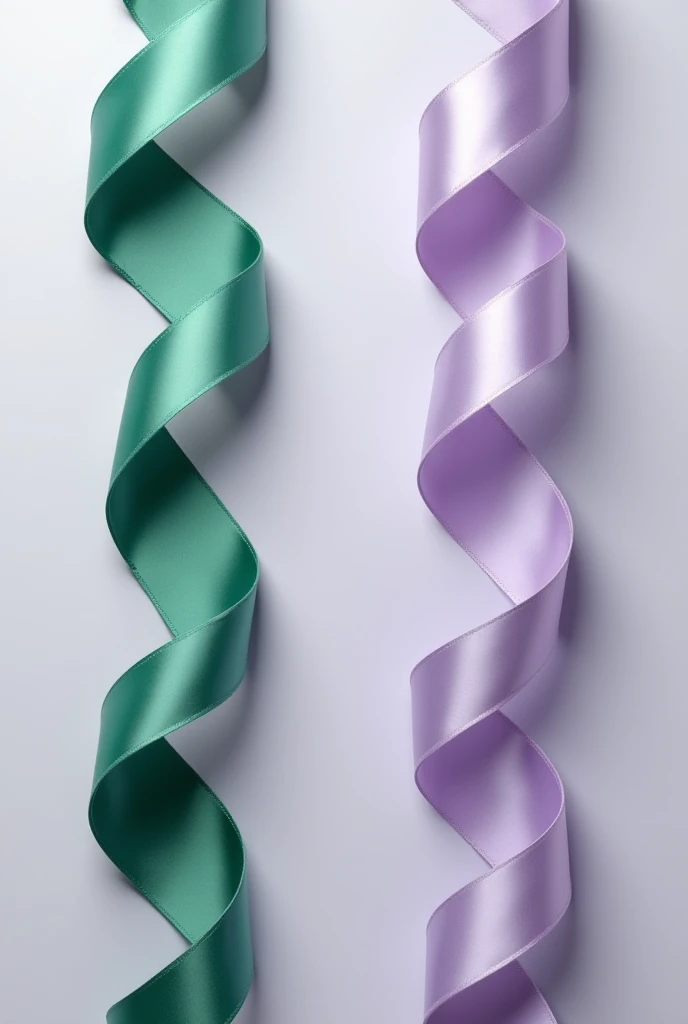  Several satin ribbons vertically one green, A lilac repeat the sequence 