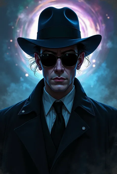 DR.  cosmic horror style with hat and black glasses (80s horror style)