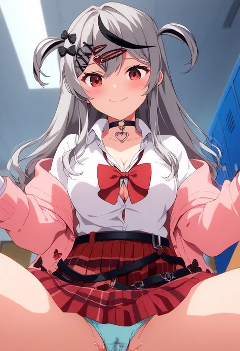 score_9, score_8_up, score_7_up, nsfw, source_anime, 
masterpiece,best quality,highres,official art,official style,Expressiveh,uncensored
BREAK
ccchloe, long hair, streaked hair, grey hair, two side up, hairclip, hair bow, hair ornament, red eyes, breasts,...