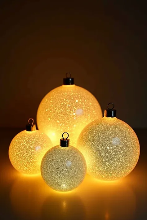  pack of 6 Christmas spheres from the brand Seed Glow with three different sizes 2 large,2 medium and 2 small and a space for a manual 