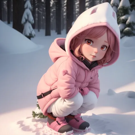  I post carrot in the snow animated with a hood. 3d kinematica . cine. Ambient pink rose 
