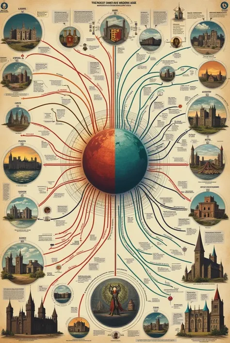 Mind map about the Middle Ages and the Modern Ages