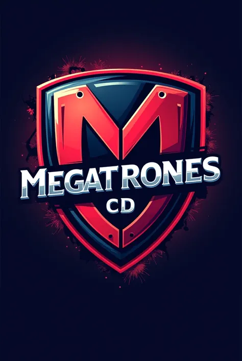 Make a shield for a sports team that is called MEGATRONES CD and has the name on the shield in the Italic style