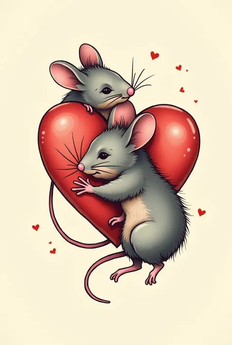 Flash tattoo of three mouses and a heart 