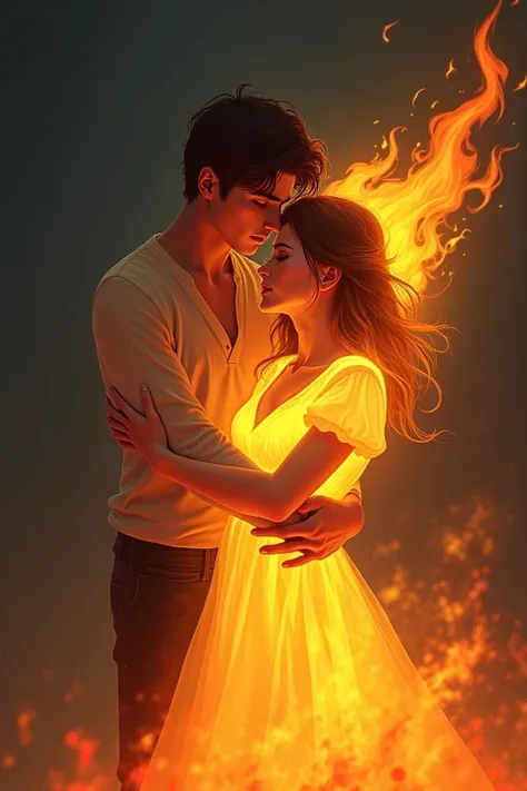 a cute pic of a guy hugging a burning girl
