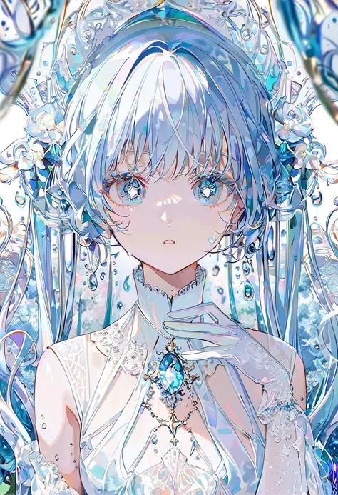 Very detailed,(Highest quality),((masterpiece)),(High resolution),original, very Detailed8k Wallpaper,(Very delicate and beautiful),Highest_hand,anime, (Juninna),Droplet-like pupils,White Background