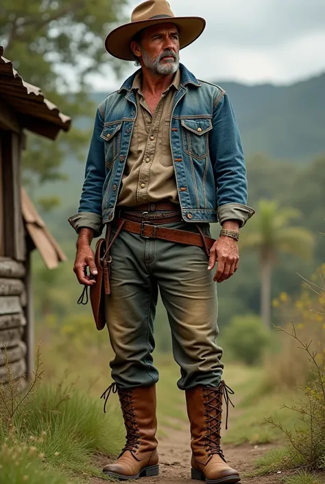 Design me a costume for a man inspired by the ranches of Petare 