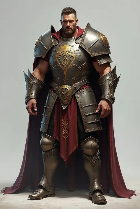 Realistic man, wearing Taurus armor based on the knights of the zodiac, full body image and light gray background