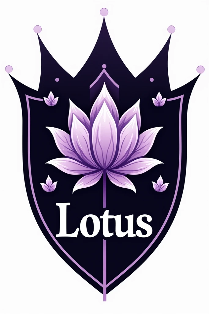 Coat of arms for womens volleyball team, With the name "lotus" 
in the colors lilac , purple, black and white