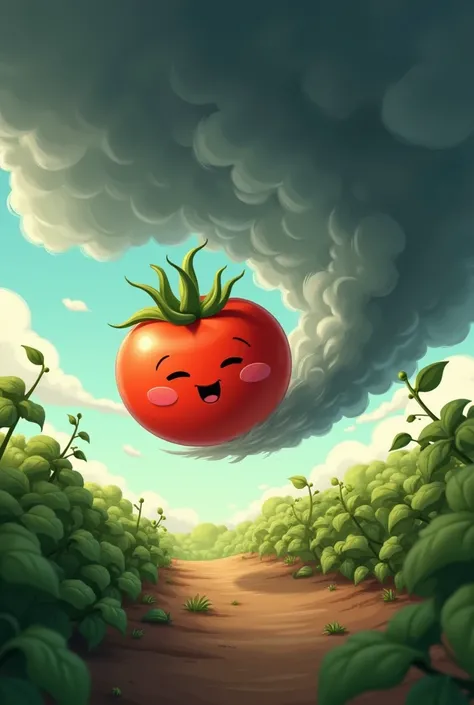 The wind blows Baby Tomato off the vine! (Dark clouds gather, and a strong gust of wind sweeps Baby Tomato away from little ali) animated 