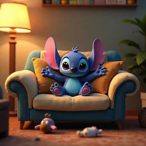 Stitch in a couch