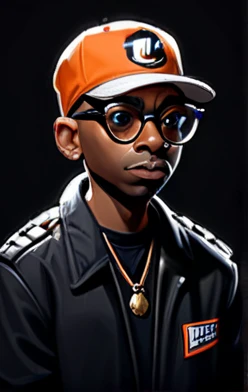 portrait, Spike Lee, , neutral black background, 2d game character, standing
