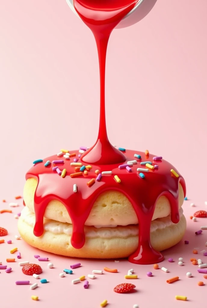 Strawberry glaze with sprinkles falling png