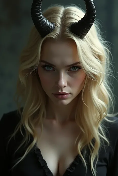 November blonde hair women with devil horns