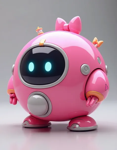 Create an image of a singular AI companion that blends humor, utility, and menace, combining Minions curiosity with the sleek, adaptable designs of Bangboo from Zenless Zone Zero. This spherical, hover-capable robot is small in size. It has a distinct pers...