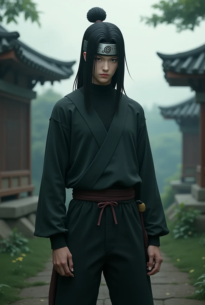  I want him to look like my character ,  he is a ninja from Konoha he wears a headband with the Konoha symbol he has straight black hair and black eyes, He wears dark clothes and is  .