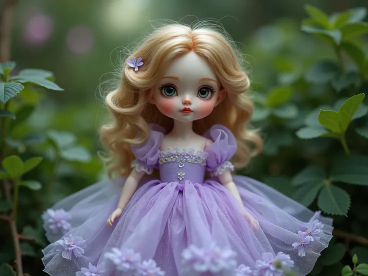 Doll with lilas dress