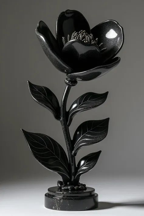 Create me an image of a flower in black marble
