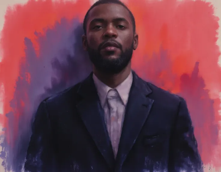 chiaroscuro technique on sensual illustration of an gentleman black man with  vintage masculine , , the model draped in flowing, thick oil painting, by Hannah Dale, by Harumi Hironaka, extremely soft colors, vibrant, highly detailed, malcolm liepke paintin...