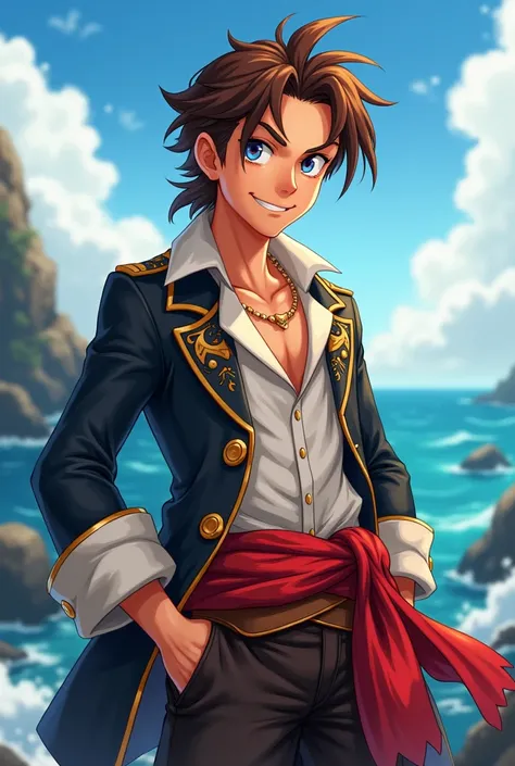 Young Pirate male anime smiling