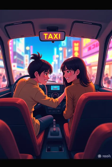 Un cho y cha in a taxi 