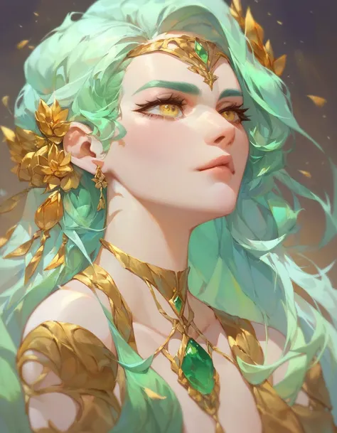 (work of art, Maximum quality, best qualityer, offcial art, beautiful and aesthetic:1.2), A pony humanoid with a long light green mane, long straight light green hair, Caucasian skin, gold eyes, young female, studian female humanoid.