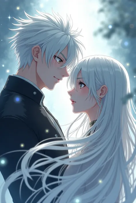 anime, a man with white hair and a black shirt, white haired, girl with short white hair, white-haired, ray of light through white hair, with short bobbed white hair, girl with white hair, white hair, white haired lady, white hair floating in air, male ani...