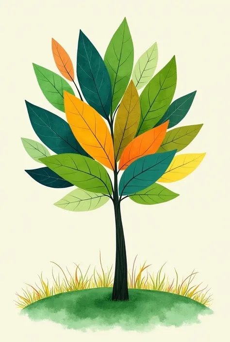  Lisa Larson Style  、IllustrationアートPop Stylish Illustration  、      Eric Carles green caterpiller eats a leaf and theres a hole in the leaf、The shape of the leaves is 、Variety of shapes。The shape of a tree leaf are   the shape of heart. transparent pastel...