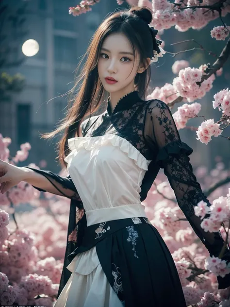 8K，abstract expression painting abstract beauty，Located in the center，((Viewers only:1.2)),(almost perfect:1.4),(Lolita costume)，ruffle skirt，Dynamic，moonlight， The content is very detailed，number，art station，concept art，smooth private parts，sharp focus，li...