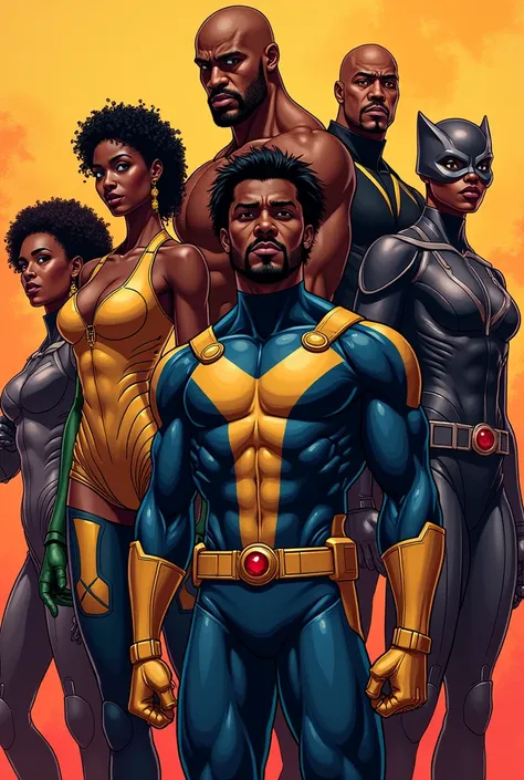  Generate the image of black heroes from comics and cartoons in honor of Black Awareness Day. The characters must highlight black pride 