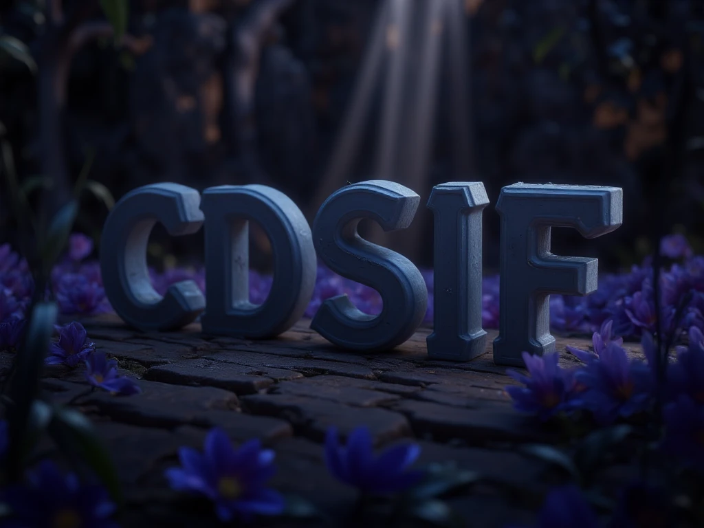 Generate a logo with only letters that is CDSIF with a dark background and that appears in 3D