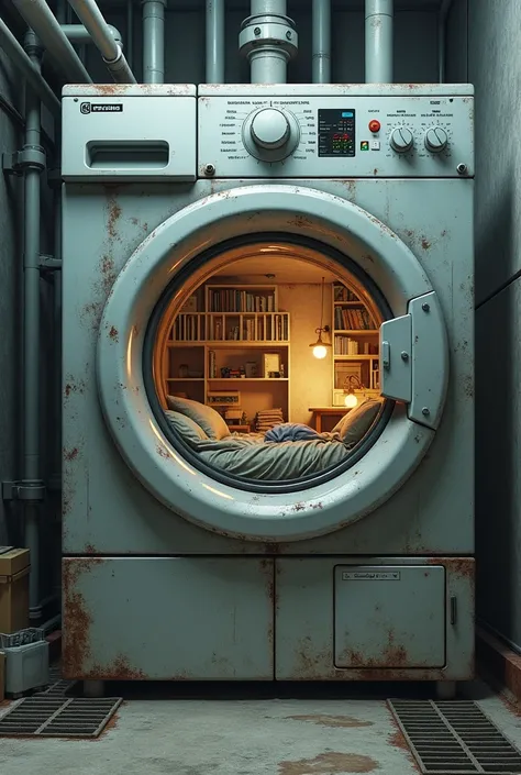 An entire apartment in an oversized washing machine 