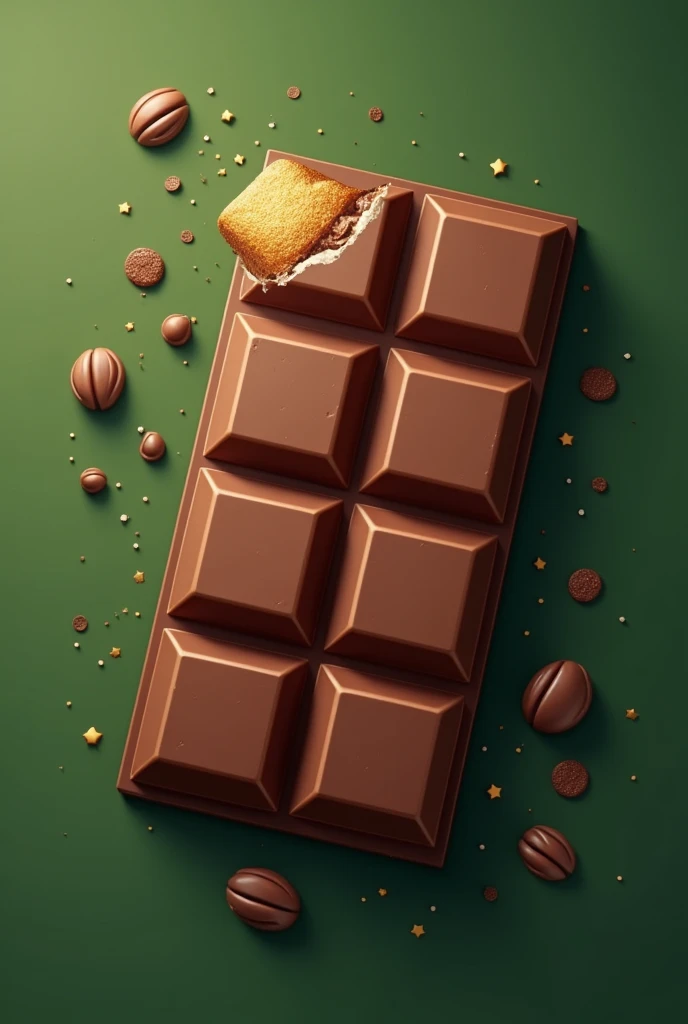 Je veux une tablette de chocolat avec un croc et il y a du vert avec des point marron dorer et elle a de l’aluminium autour version dessin comme un logo