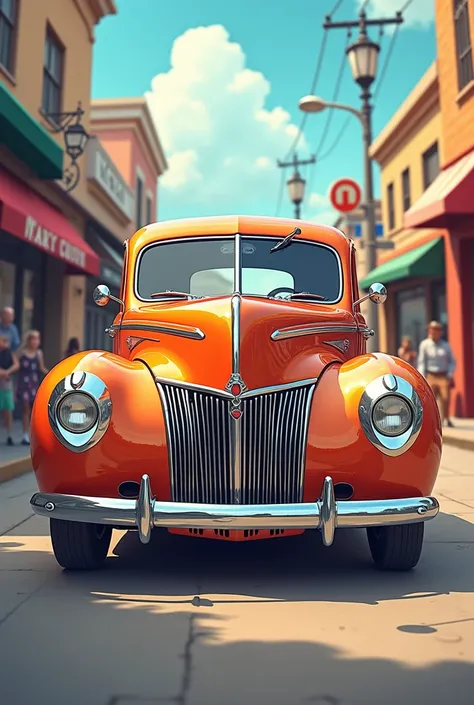 Create cartoon image of the 1940 Ford Deluxe Coupe car