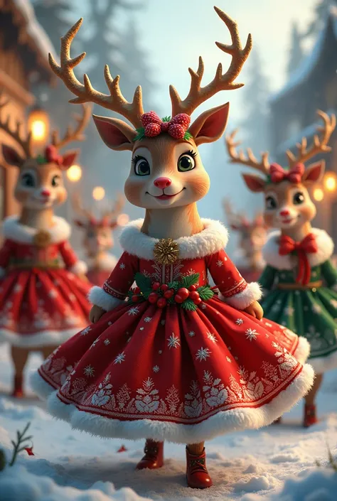 Santas reindeer Christmas dress 