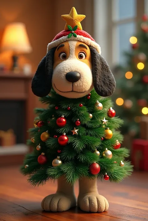 Snoopy disguised as a Christmas tree in 3D doll