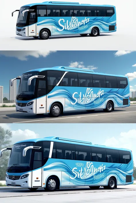  Designs to paint G7 Mercedes buses, designs with light blue colors , WHITE AND LEAD .  logo With more intense colors,  and with a  "Silvanota tours ".