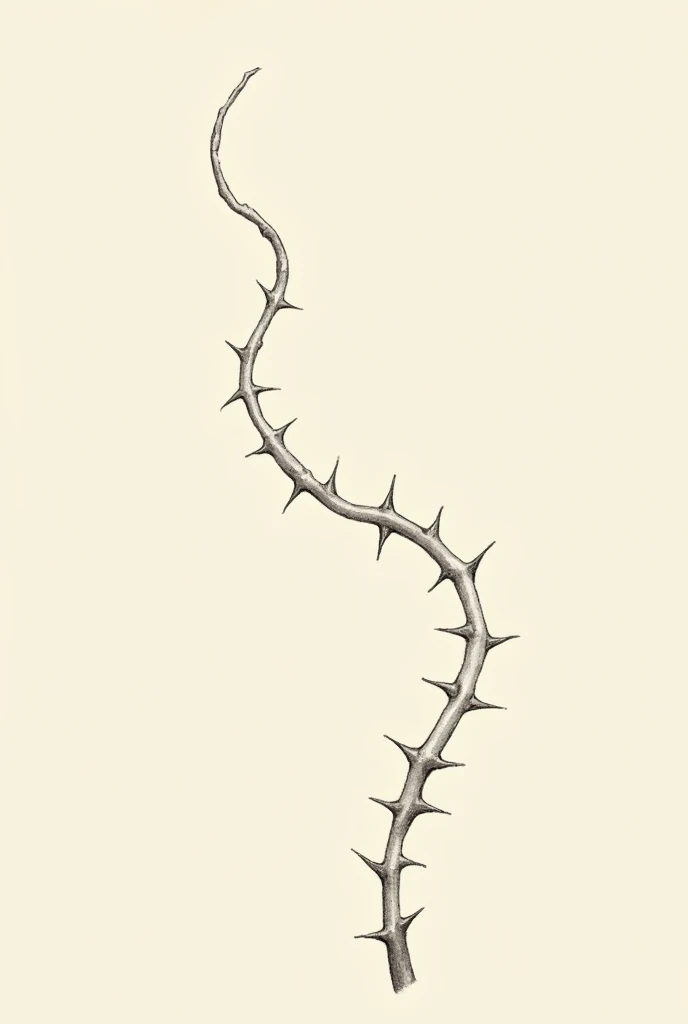  sketch thorn twig, thin , sinusoidal , long , płaska, repeatedly bent stem 