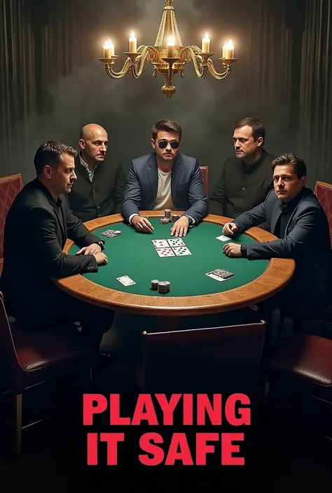 A songs poster showing a round poker table. The bands name is " Critically Yours", and the song name is " Playing it safe" 