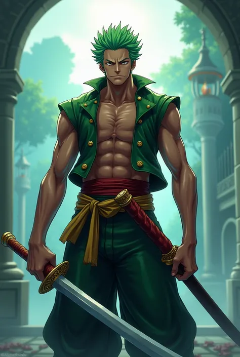 Make me Zoro from One Piece in the Kingdom Hearts game drawing style