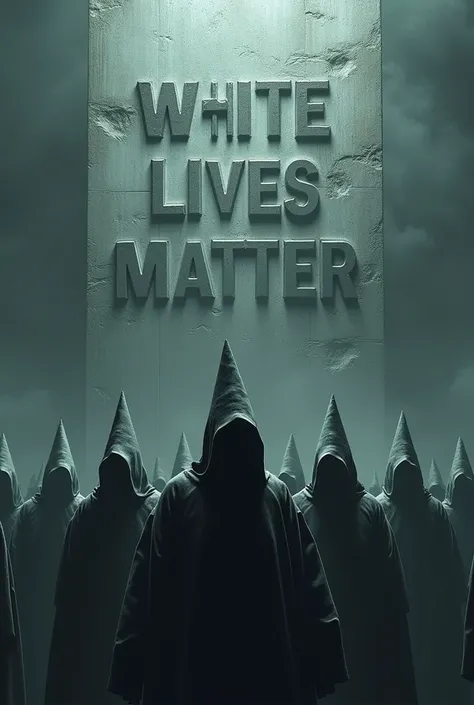 Ku Klux Klan on the background of an epic inscription white lives matter