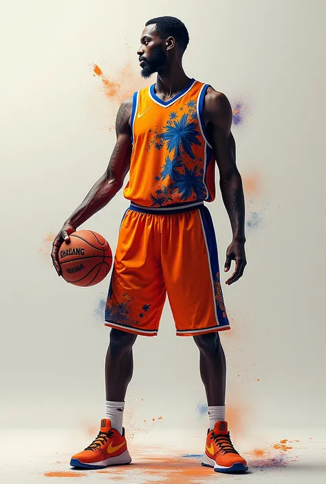 Create an image of a basketball player to be a very artistic jersey print